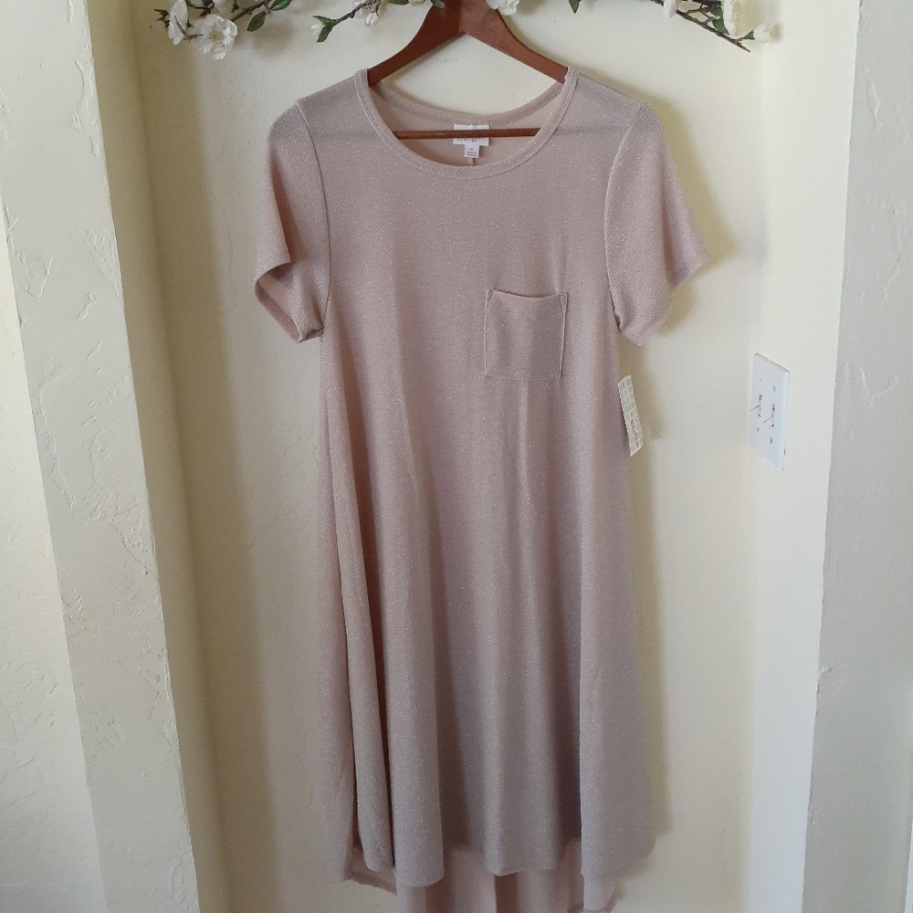 Short Sleeve Blush Pink Metallic Dress